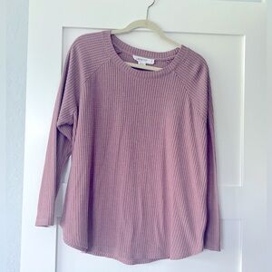 Workshop Republic Clothing waffle knit long sleeve, mauve colored top, 1x